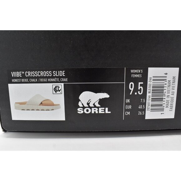 Sorel Womens Size 9.5 Viibe Honest Beige Chalk Open Toe Slide Sandals Shoes - Picture 14 of 14